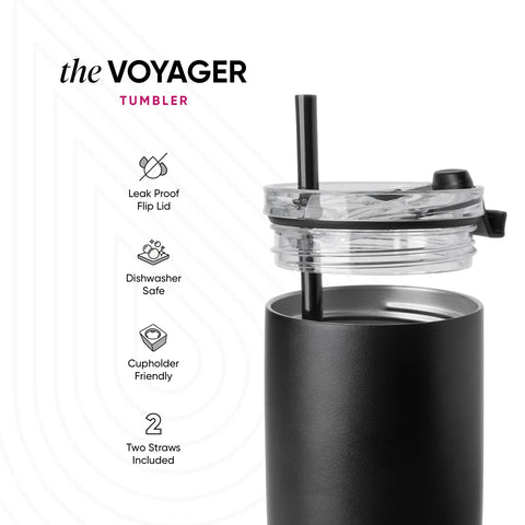 Collegiate Voyager Tumbler with Clear Flip Lid & Straw