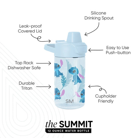 Summit Kids Plastic Water Bottle with Simple Flip Straw Lid