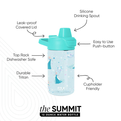 Summit Kids Plastic Water Bottle with Simple Flip Straw Lid