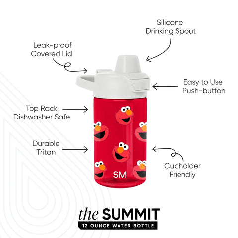 Summit Kids Plastic Water Bottle with Simple Flip Straw Lid
