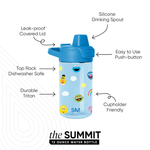 Summit Kids Plastic Water Bottle with Simple Flip Straw Lid