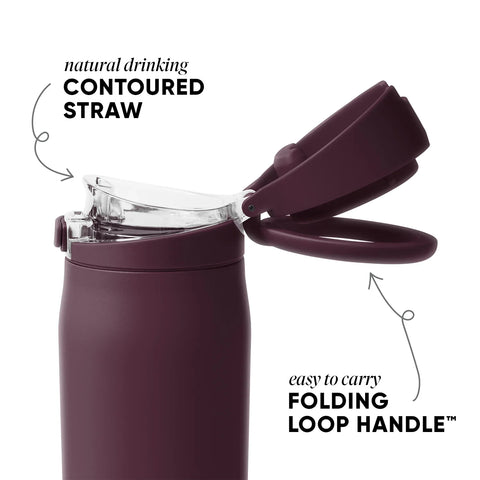 Simple Modern Mesa Loop Water Bottle with Straw | 30oz Cup Holder Friendly Insulated Stainless Steel Bottles for Travel, Sports and School | Cherry Wine