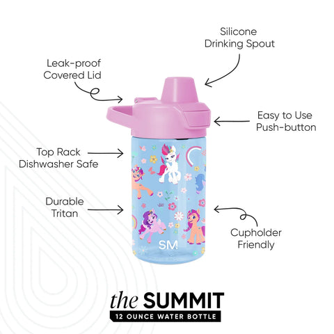 Summit Kids Plastic Water Bottle with Simple Flip Straw Lid