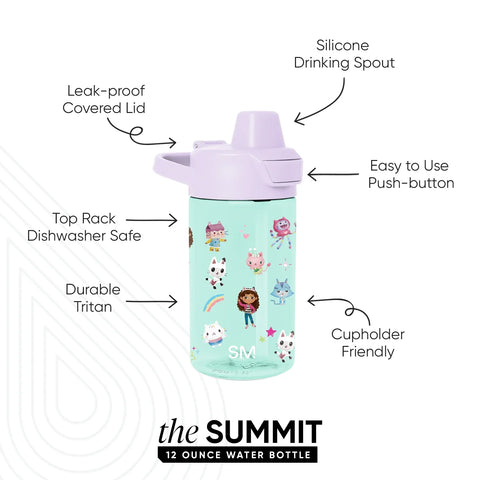 Summit Kids Plastic Water Bottle with Simple Flip Straw Lid