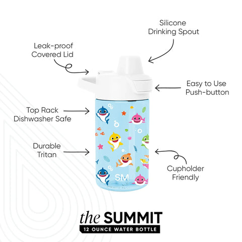 Summit Kids Plastic Water Bottle with Simple Flip Straw Lid