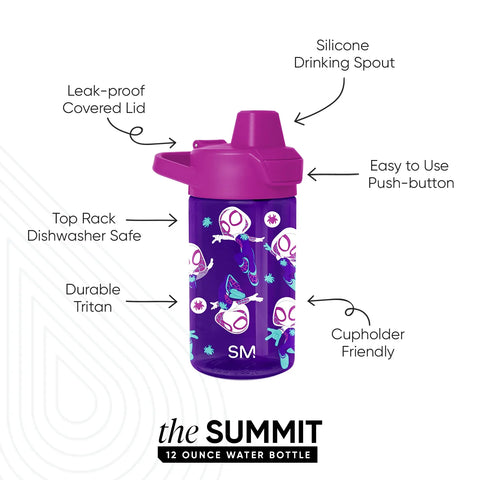 Summit Kids Plastic Water Bottle with Simple Flip Straw Lid