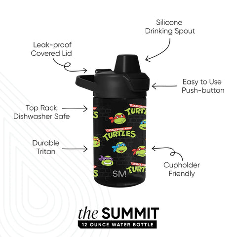Summit Kids Plastic Water Bottle with Simple Flip Straw Lid