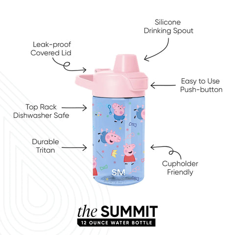 Summit Kids Plastic Water Bottle with Simple Flip Straw Lid