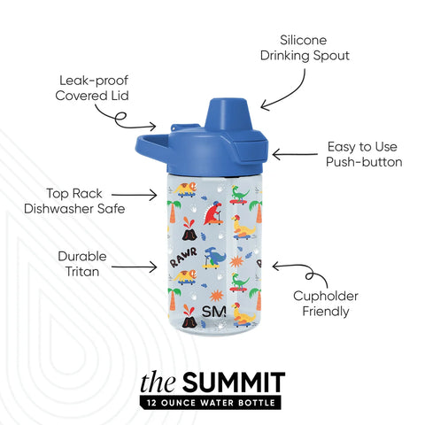 Summit Kids Plastic Water Bottle with Simple Flip Straw Lid