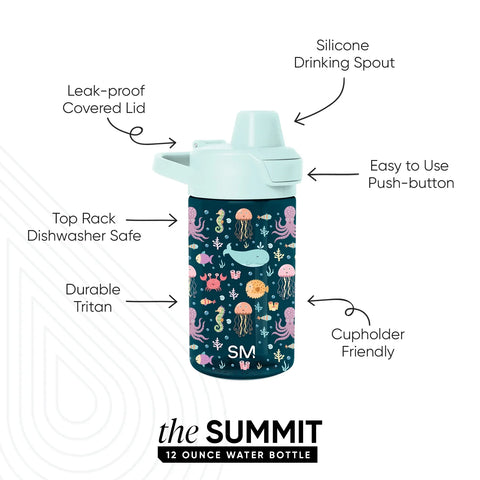 Summit Kids Plastic Water Bottle with Simple Flip Straw Lid