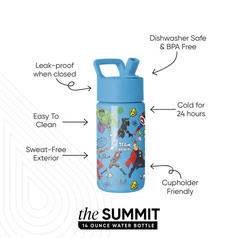 Summit Kids Water Bottle with Straw Lid