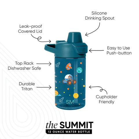 Summit Kids Plastic Water Bottle with Simple Flip Straw Lid